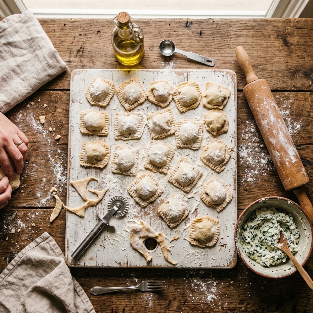 Raviolis farcis ricotta épinards maison - Cookolab Reims